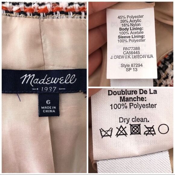 Madewell Crossweave Tweed Blazer Textured NWOT size 6 style 87294 - Picture 7 of 8